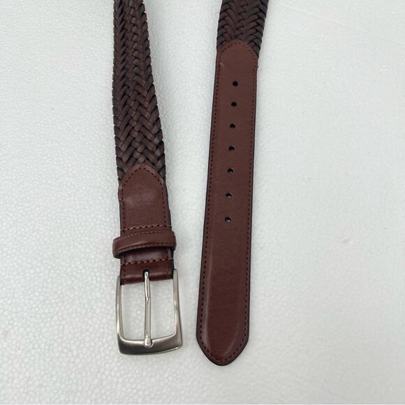 Men's belt 42 brown woven leather - Picture 7 of 9